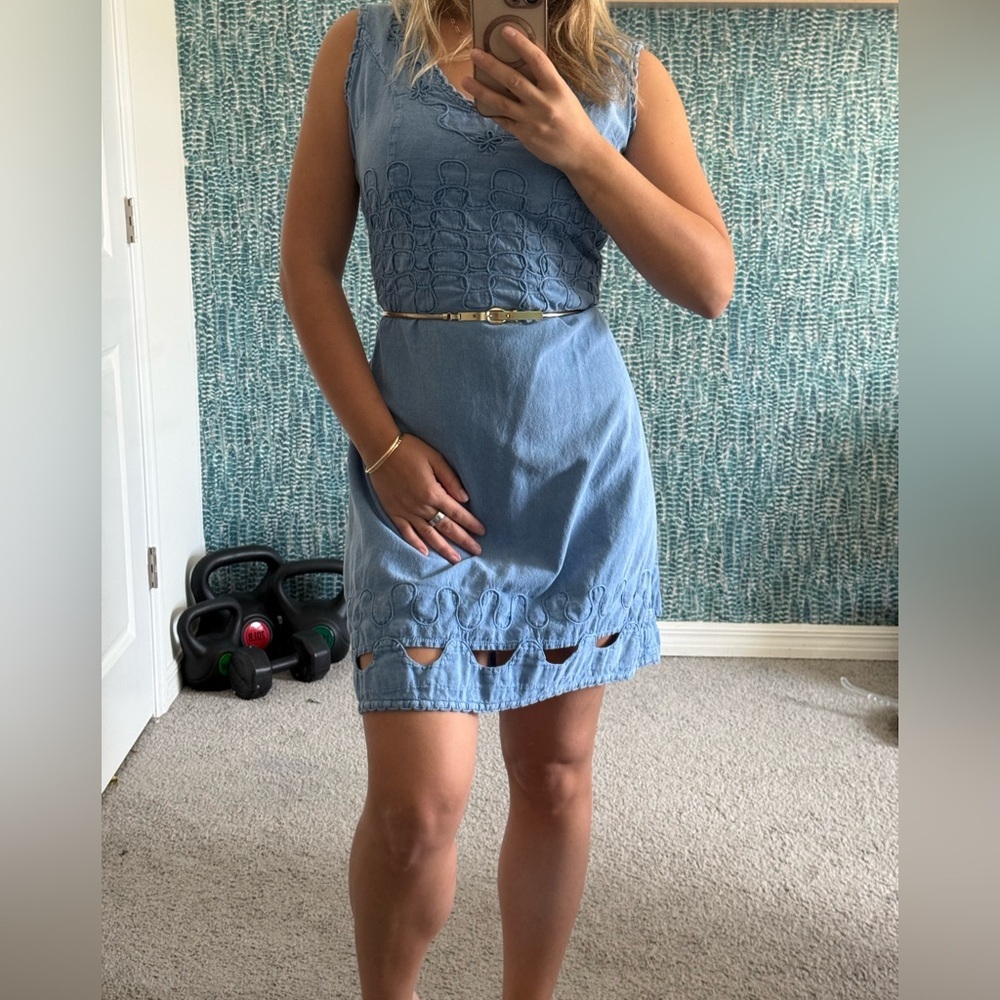 Blue Blanco Embroidered Midi Dress